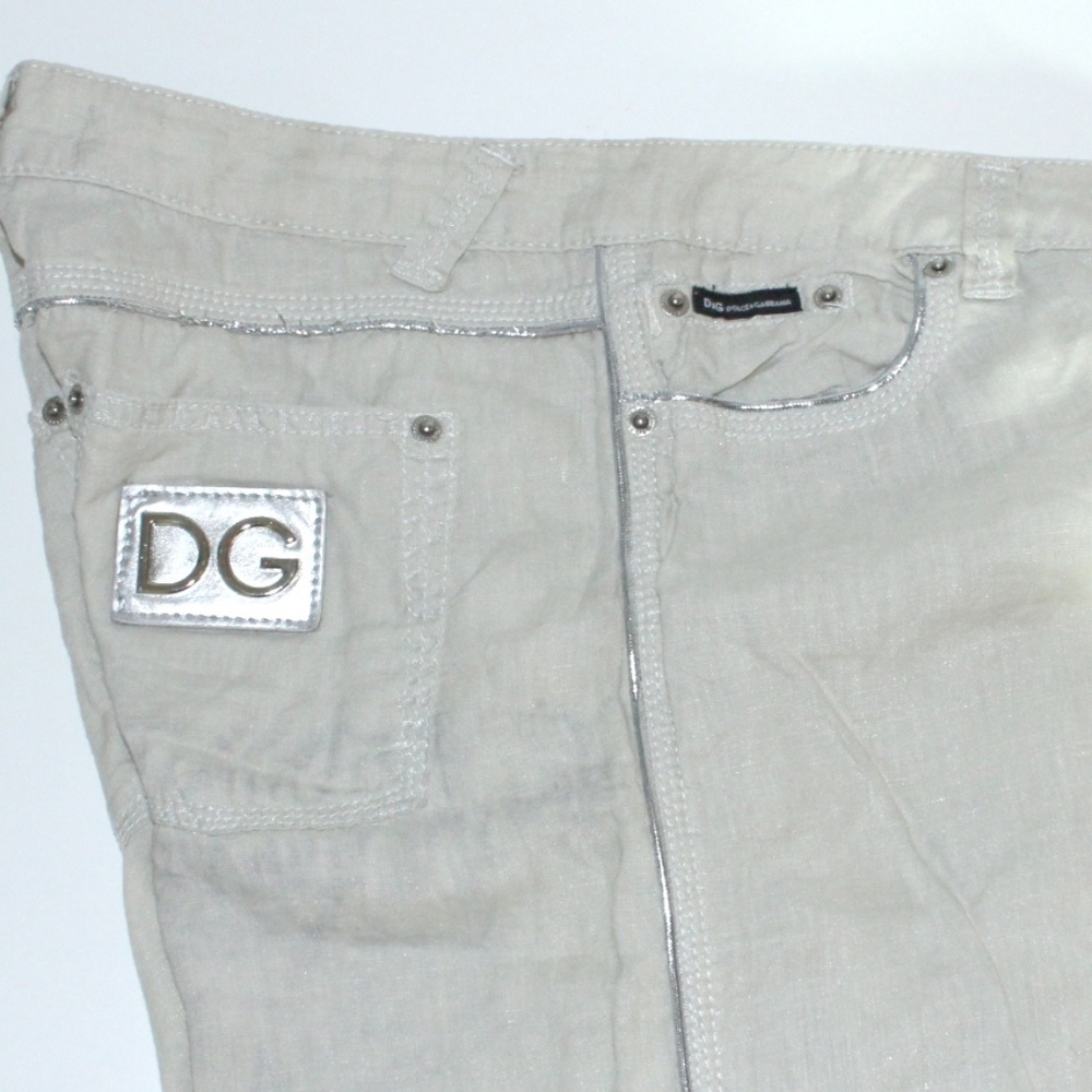 Vintage D&G Waxed Linen Pants w/Silver Piping